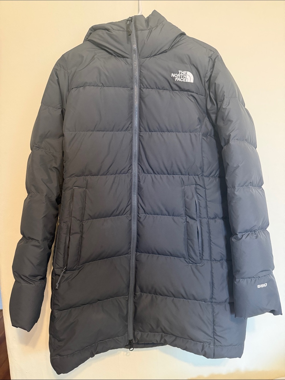 The North Face Women’s Dark Gray Hooded Puffer Coat